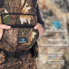 Trudave chest waders breathable inner lining keeps feet comfortable during long hunts.