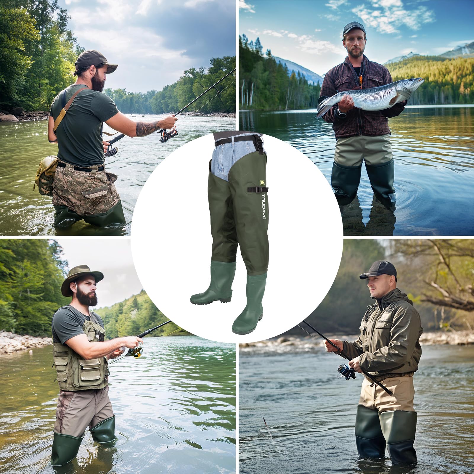 Trudave hip waders easy pull-on design for quick transitions.