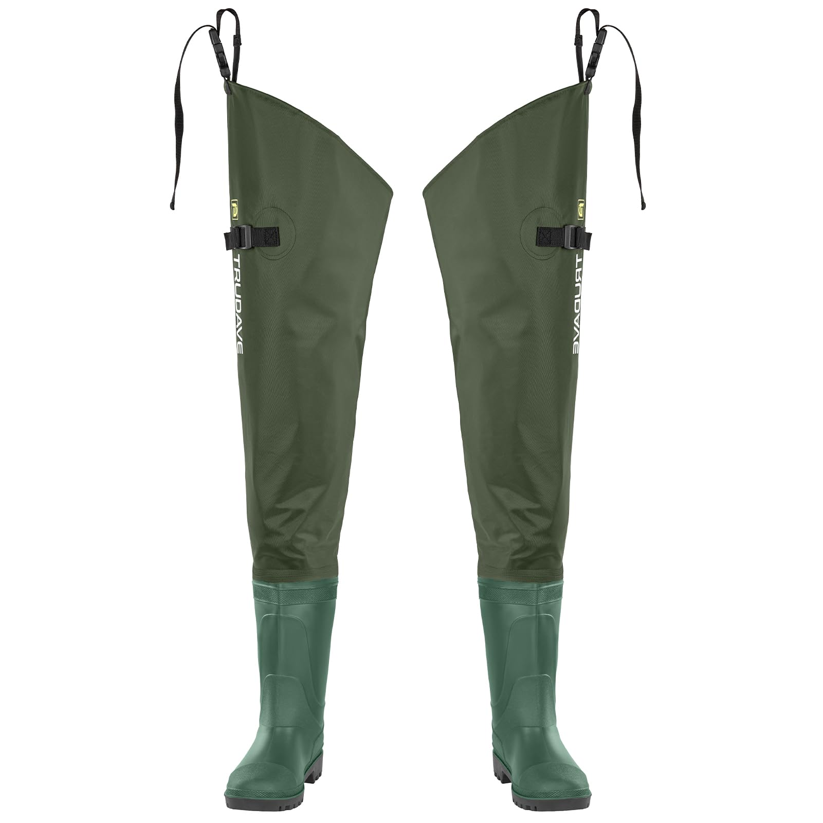 Trudave hip waders side view in PVC material for flexible movement and dry feet.