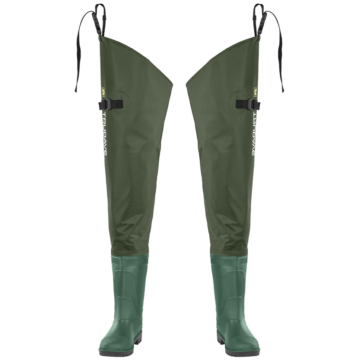 Trudave hip waders side view in PVC material for flexible movement and dry feet.