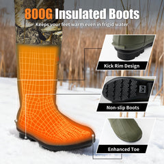 Trudave hunting waders insulated rubber boots keep feet warm in winter