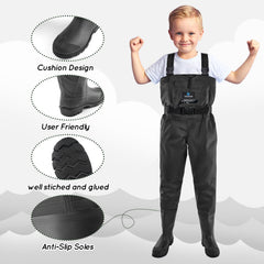 Trudave kids waders adjustable waist strap for a comfy growing fit