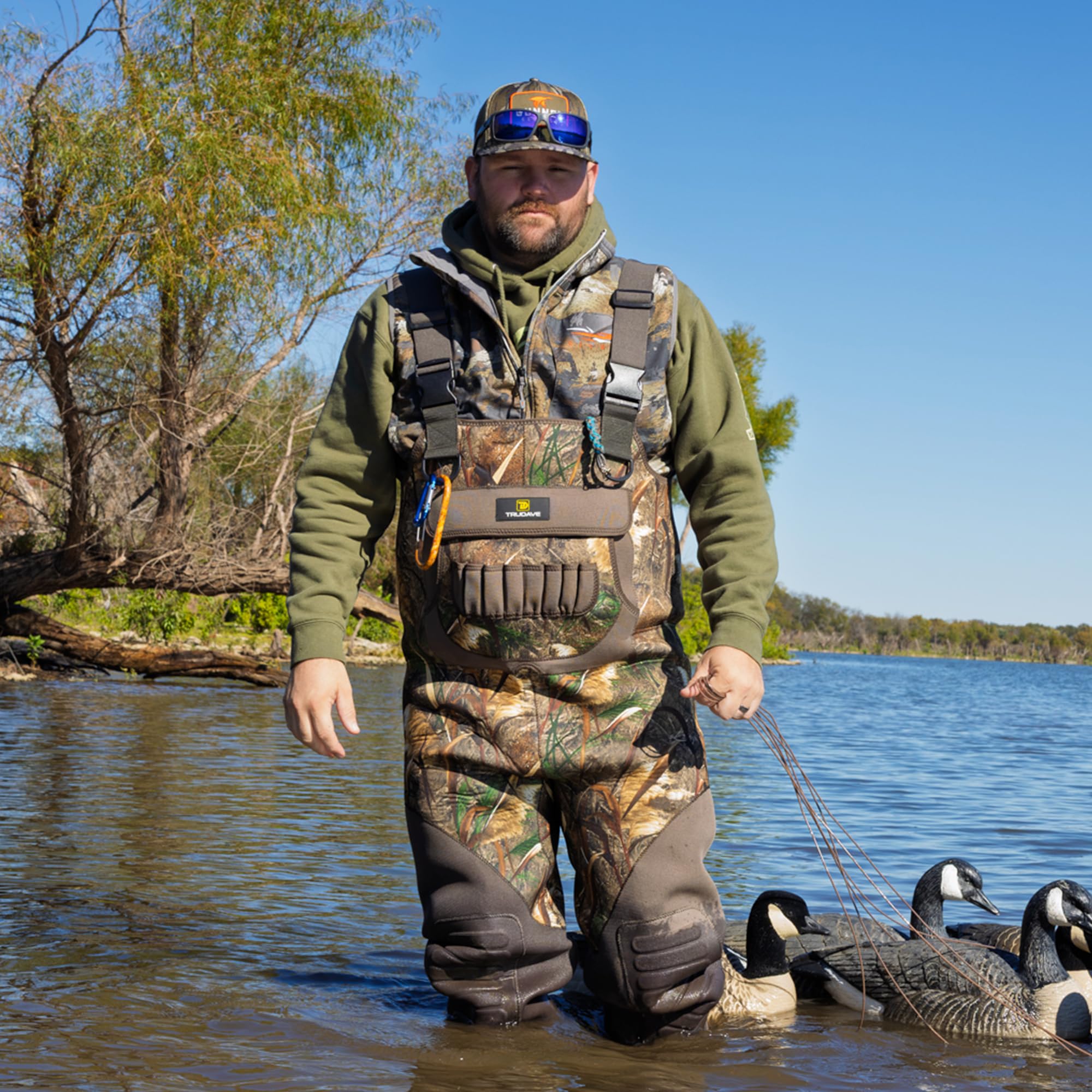 Trudave chest waders non-slip boot for secure footing