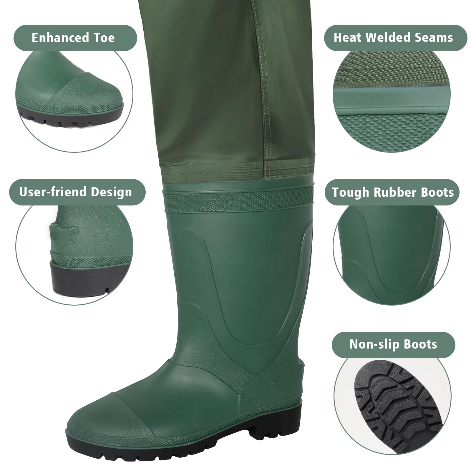 Trudave neoprene stockingfoot offers cushioned comfort and abrasion resistance.