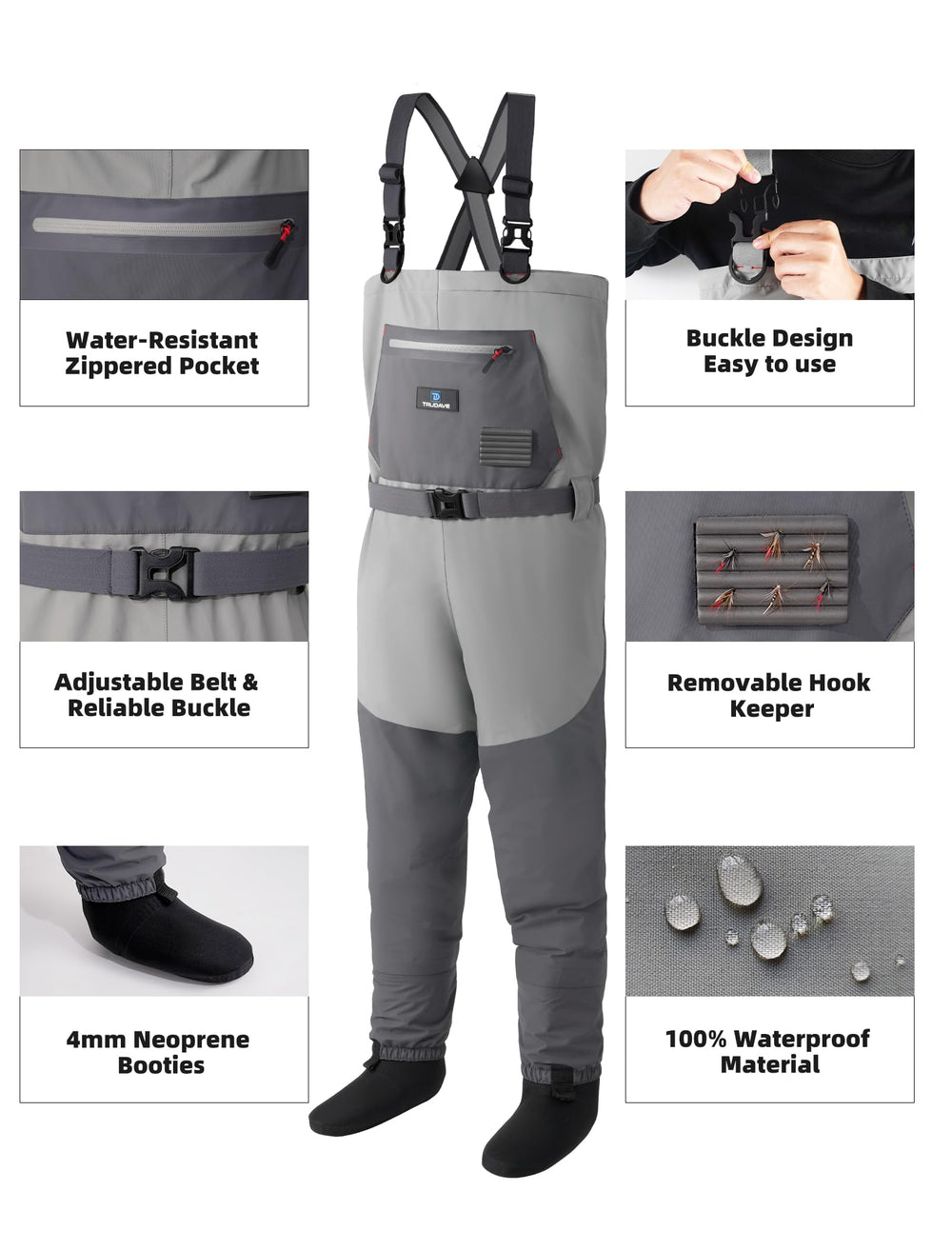 Trudave waders 4mm neoprene booties deliver durable waterproof protection and secure footing