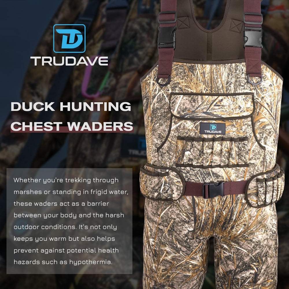 Trudave waders adjustable straps and knee pads adapt to your body.