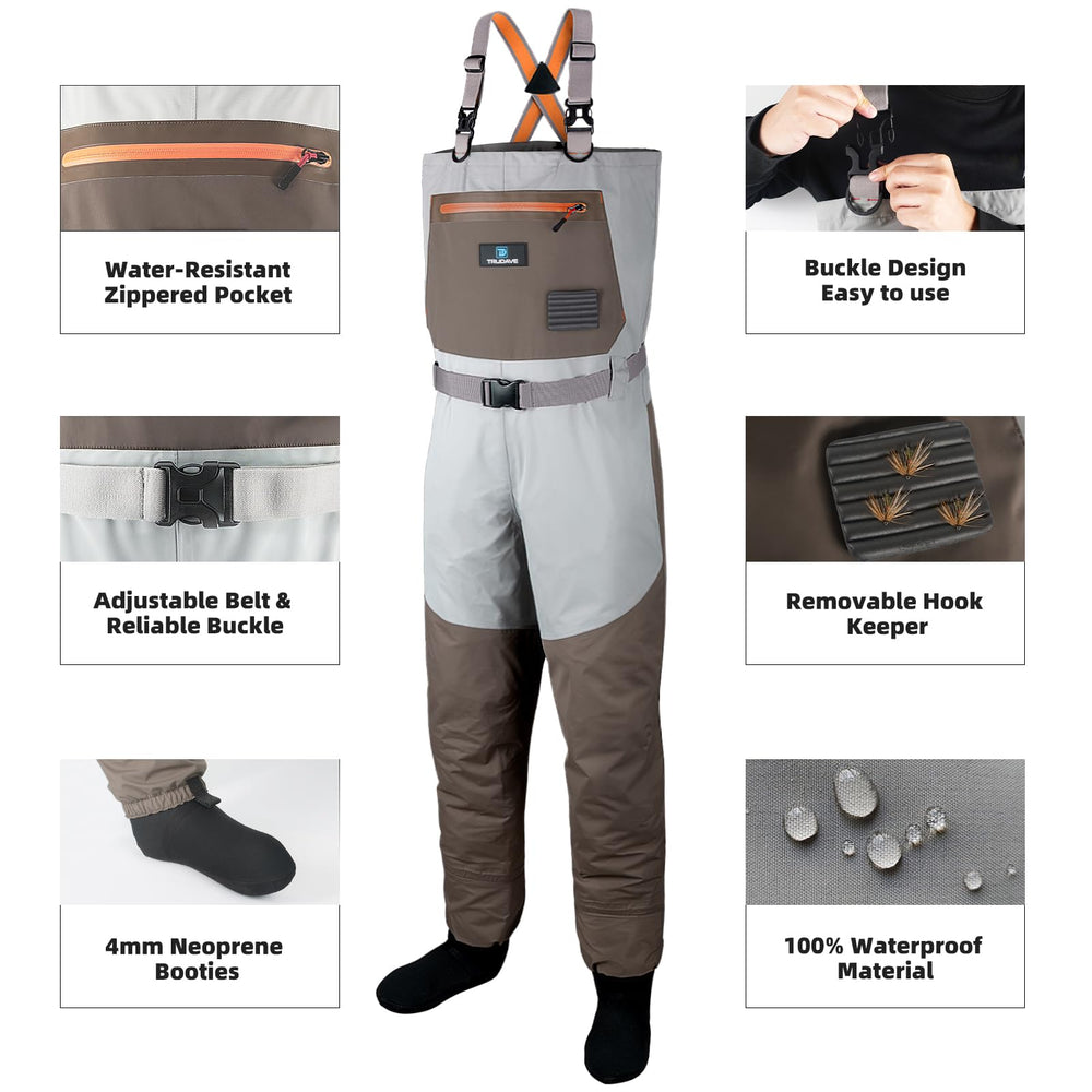 Trudave waders adjustable suspenders for a comfortable, customizable fit during long casts