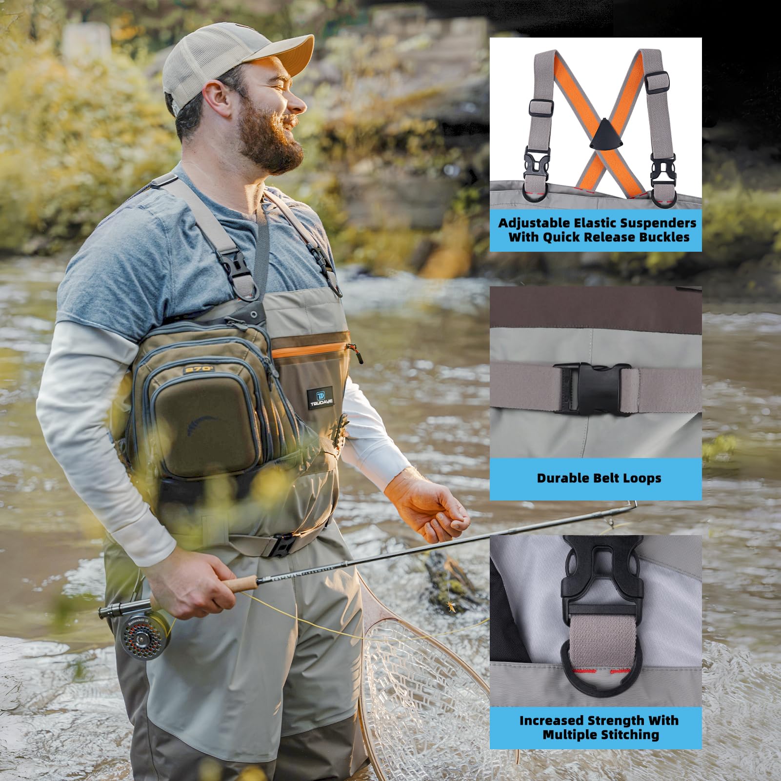 Trudave waders breathable stockingfoot designed for unrestricted movement