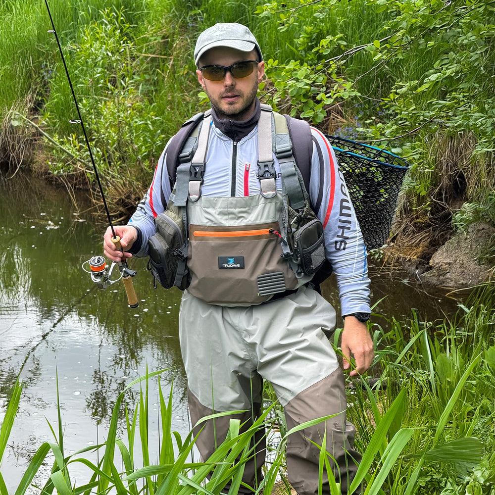 Trudave chest waders large pocket access for gear