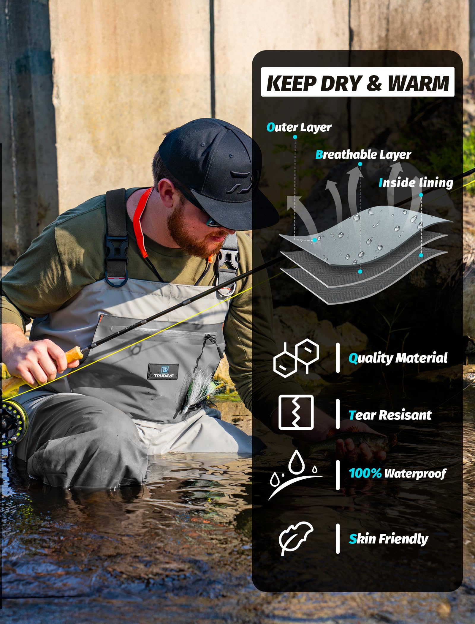 Trudave waders neoprene booties 4mm highlight durable waterproofing for rugged days