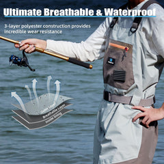 Trudave stockingfoot waders with high-density neoprene sock feet for durability