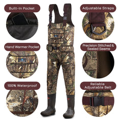 Trudave waders with reinforced seams for leak-free performance.