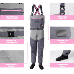 Trudave waders display a wide waistband with quick-release buckles for secure wearing