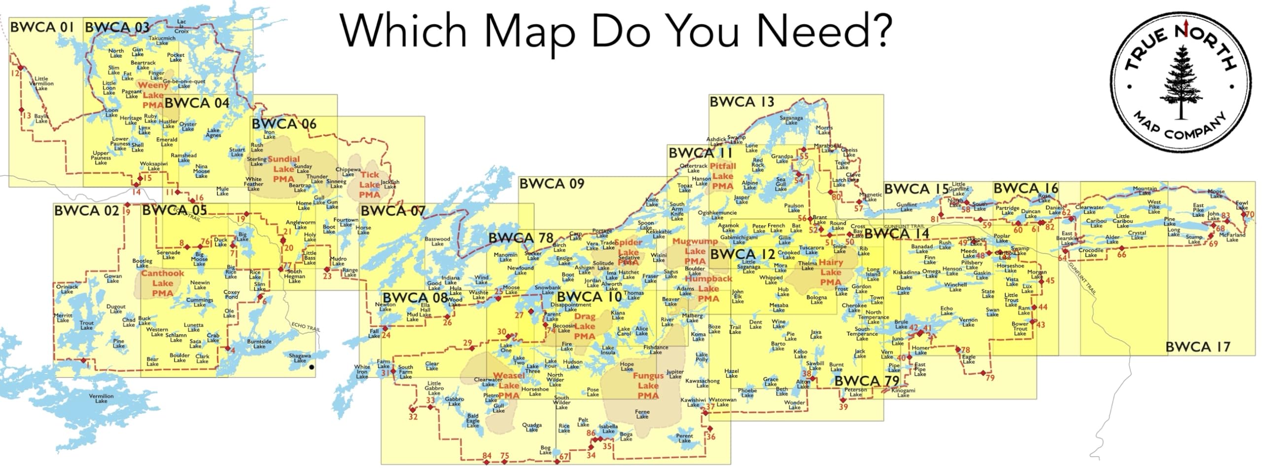 True North BWCA79 map waterproof cloth for rain-ready navigation on rugged lakes