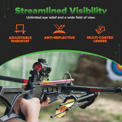TRUGLO Gobble Stopper crossbow sight features detachable sunshade to reduce glare.