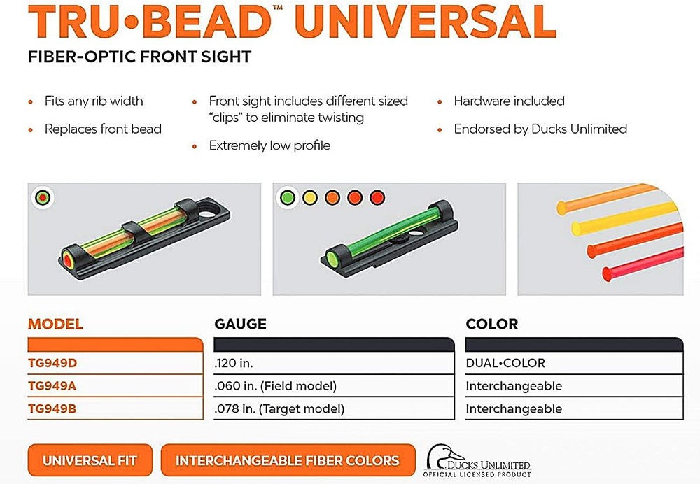 TRUGLO Tru-Bead front sight endorsed by Ducks Unlimited for reliable performance.