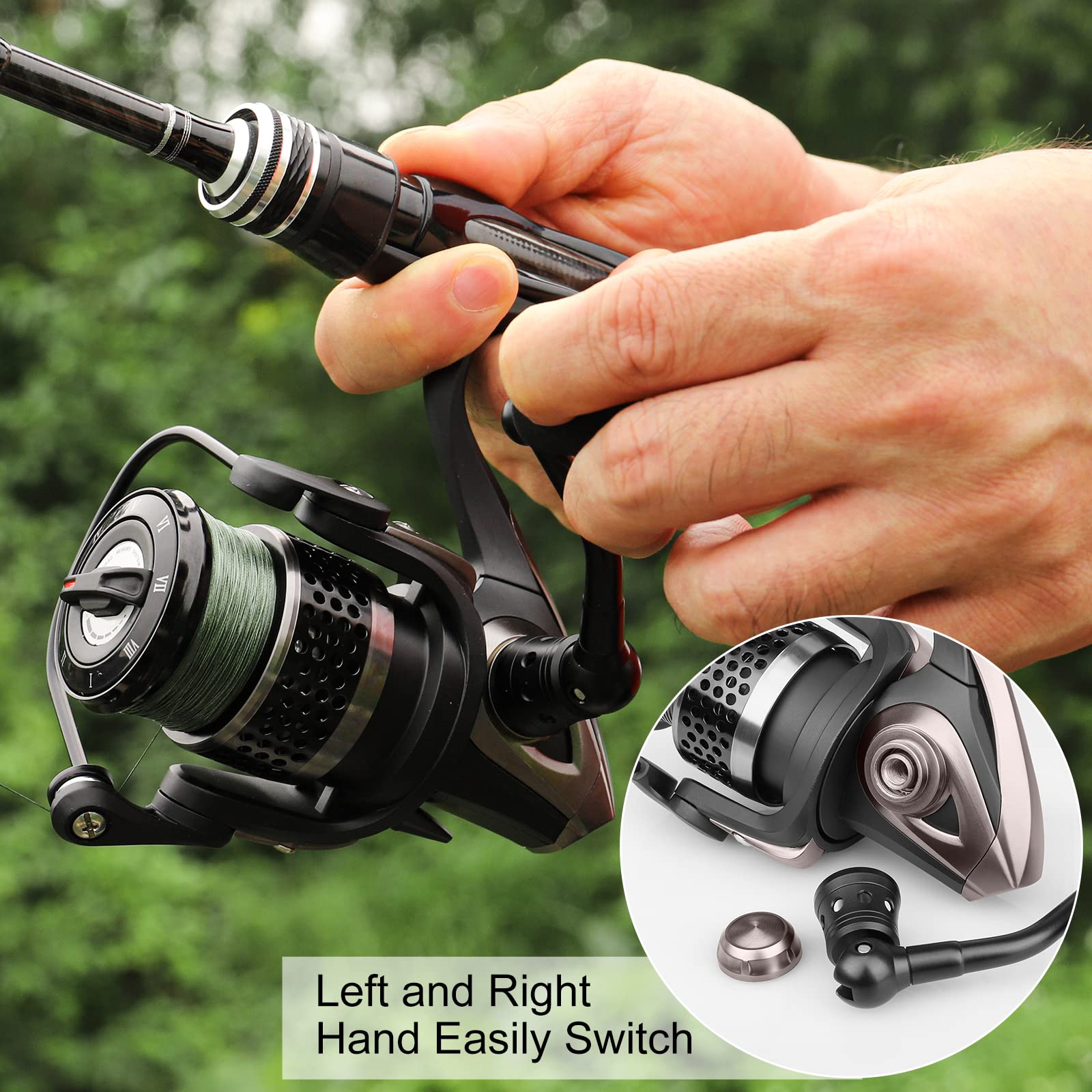 Handheld view of TRUSCEND 1500 spinning reel for scale
