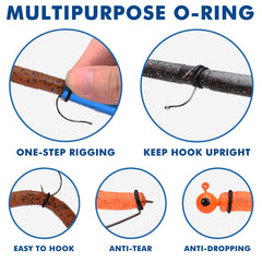 Wacky rig kit components including O-Rings and lanyard