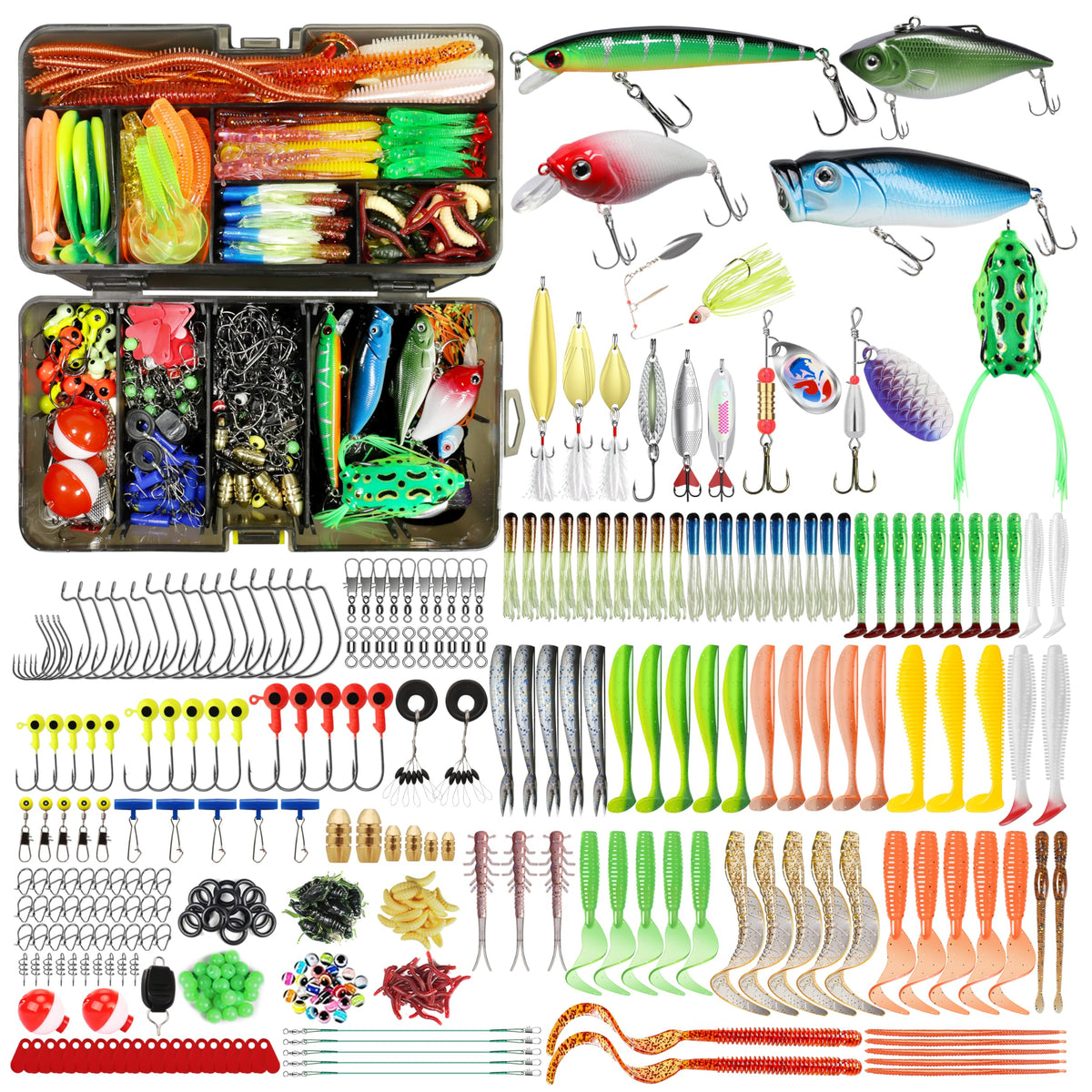 TRUSCEND lures kit box top view for versatile freshwater and saltwater setups