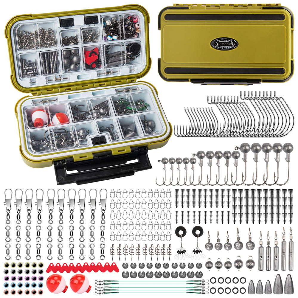 TRUSCEND 255-piece fishing tackle kit with storage box