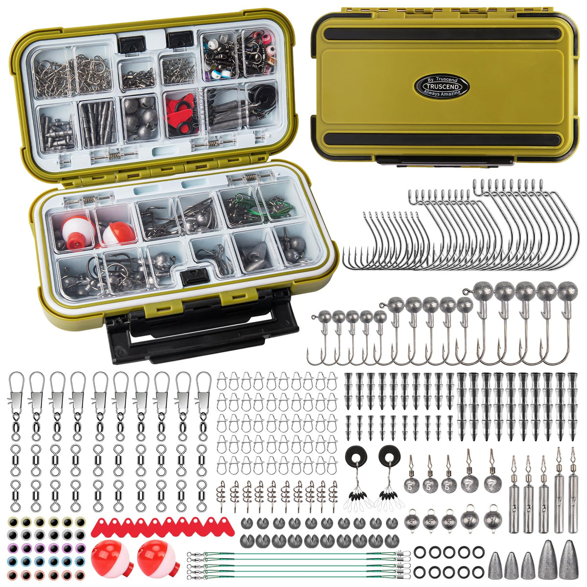 TRUSCEND 255-piece fishing tackle kit with storage box