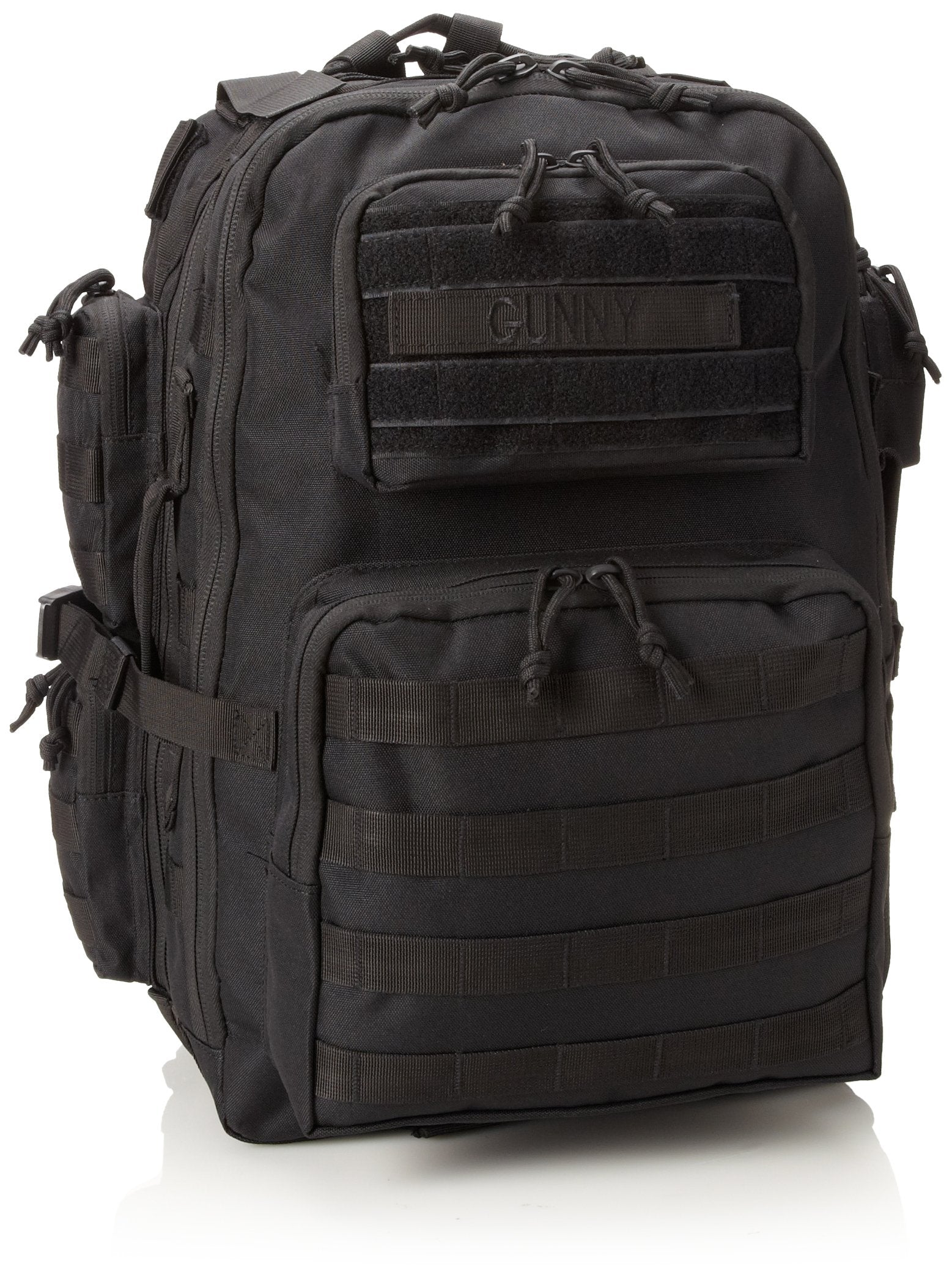 Tru-Spec Gunny backpack front view with multiple exterior pockets for fast gear access.