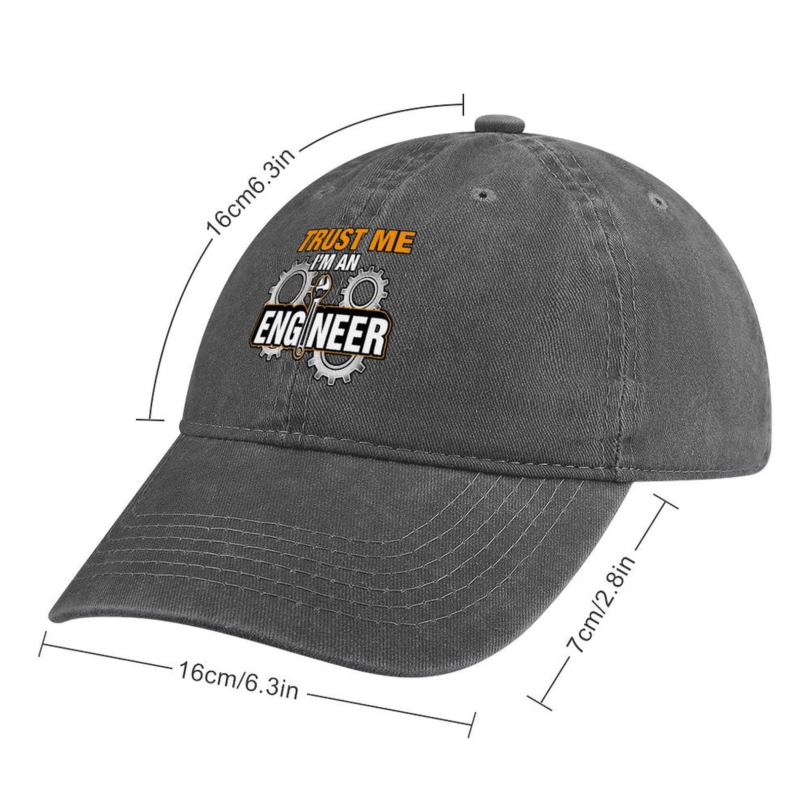 Trust Me I'm A Mechanical Engineer hat side view shows versatile denim comfort.