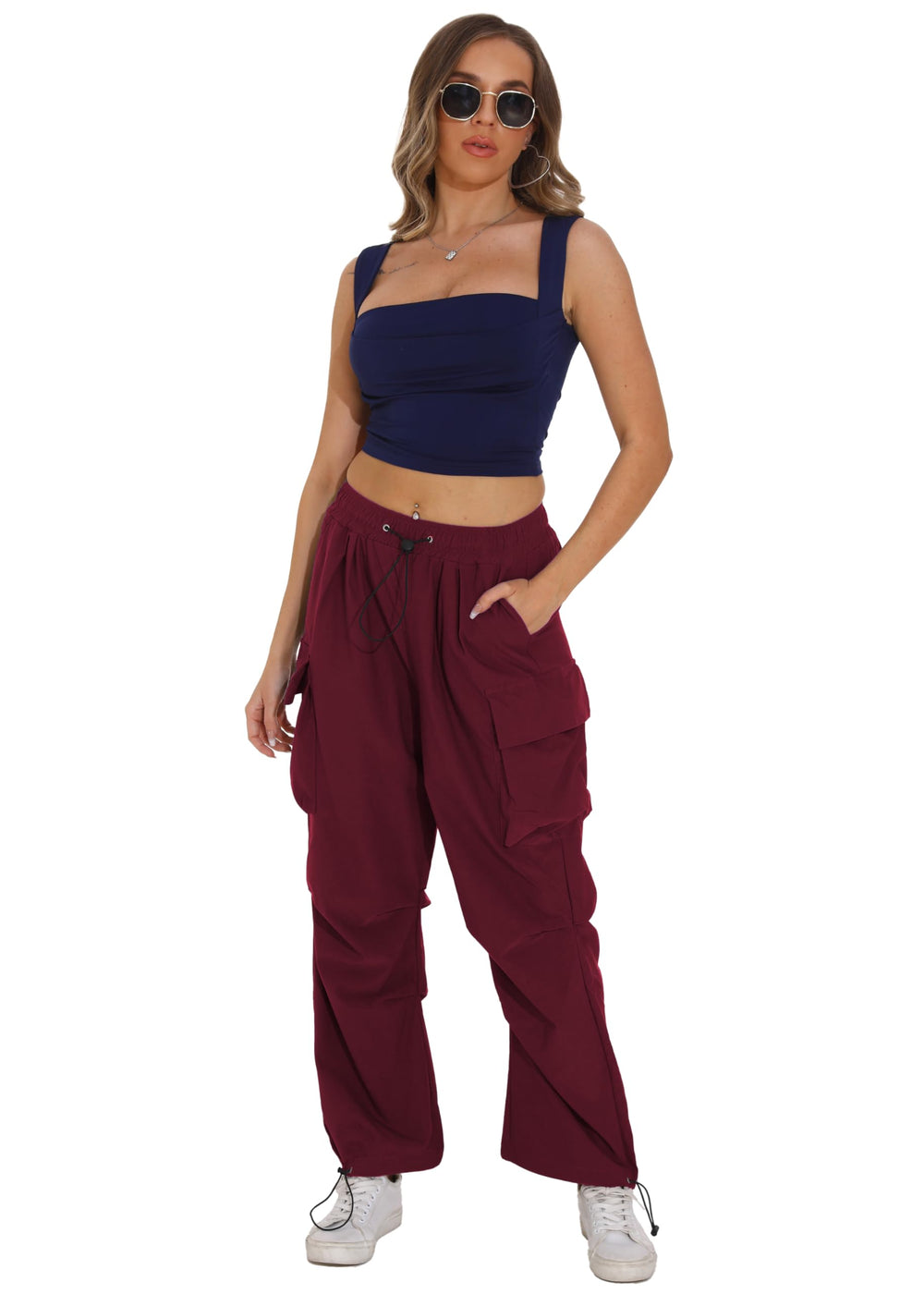 TSMNZMU women's baggy cargo pants flap pocket provides secure storage while on the go.
