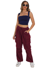 TSMNZMU women's baggy cargo pants flap pocket provides secure storage while on the go.