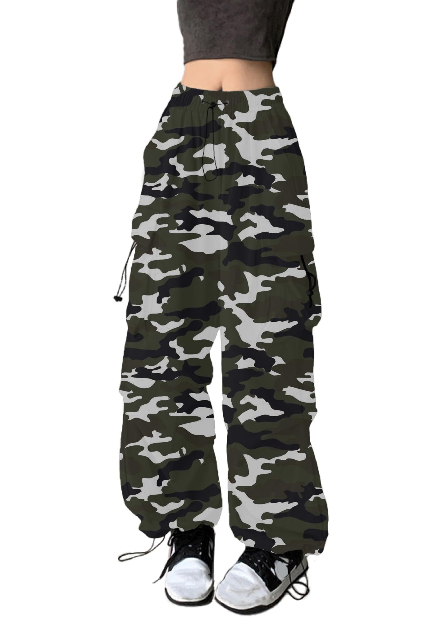 TSMNZMU women's baggy cargo pants front view shows relaxed fit for everyday wear.