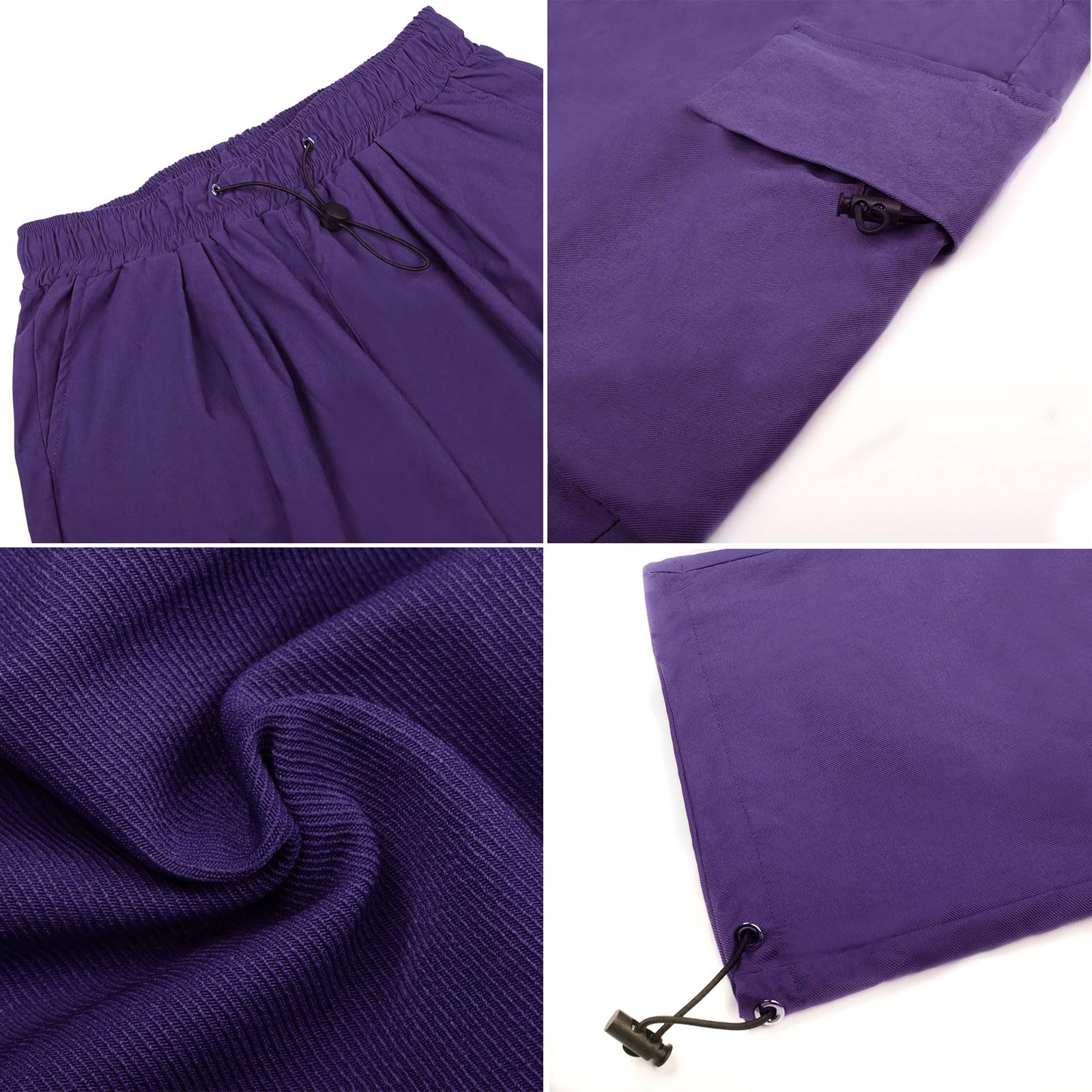 TSMNZMU women's baggy cargo pants purple pocket detail for travel