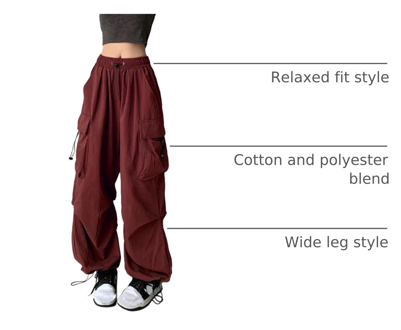 TSMNZMU women's baggy cargo pants wide-leg design flatters multiple silhouettes and seasons.