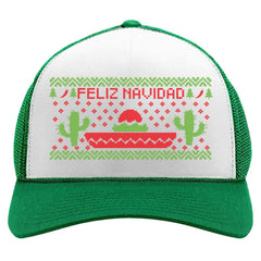 Tstars Feliz Navidad hat front view with festive Mexican graphics.