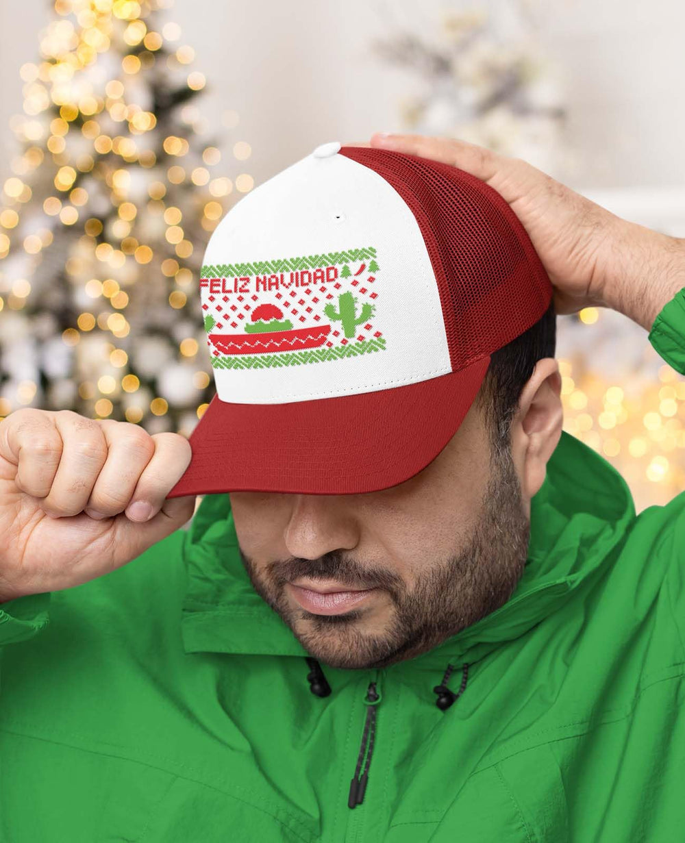 Tstars Feliz Navidad back view shows bold colors for playful holiday photos