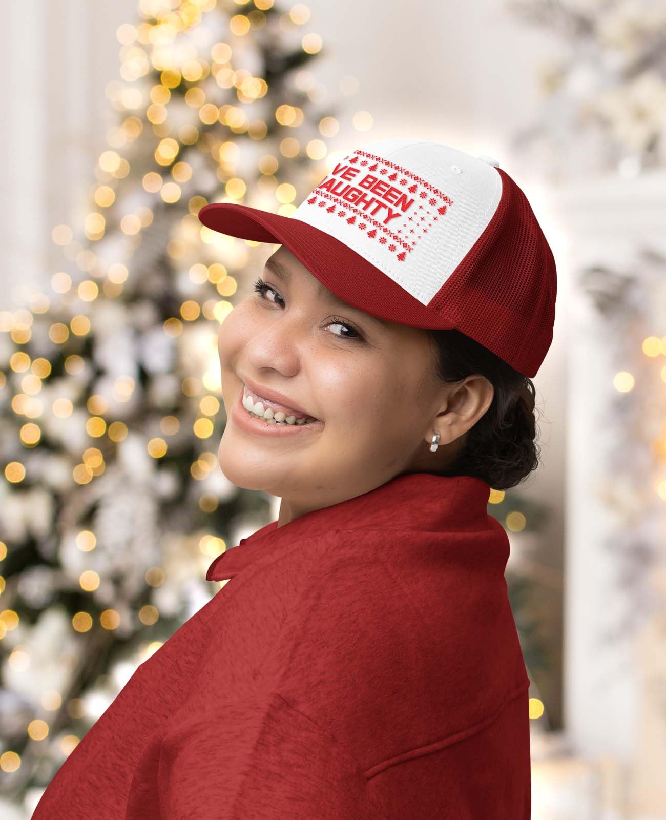 Tstars Naughty Holiday Trucker cap back view, adjustable fit.