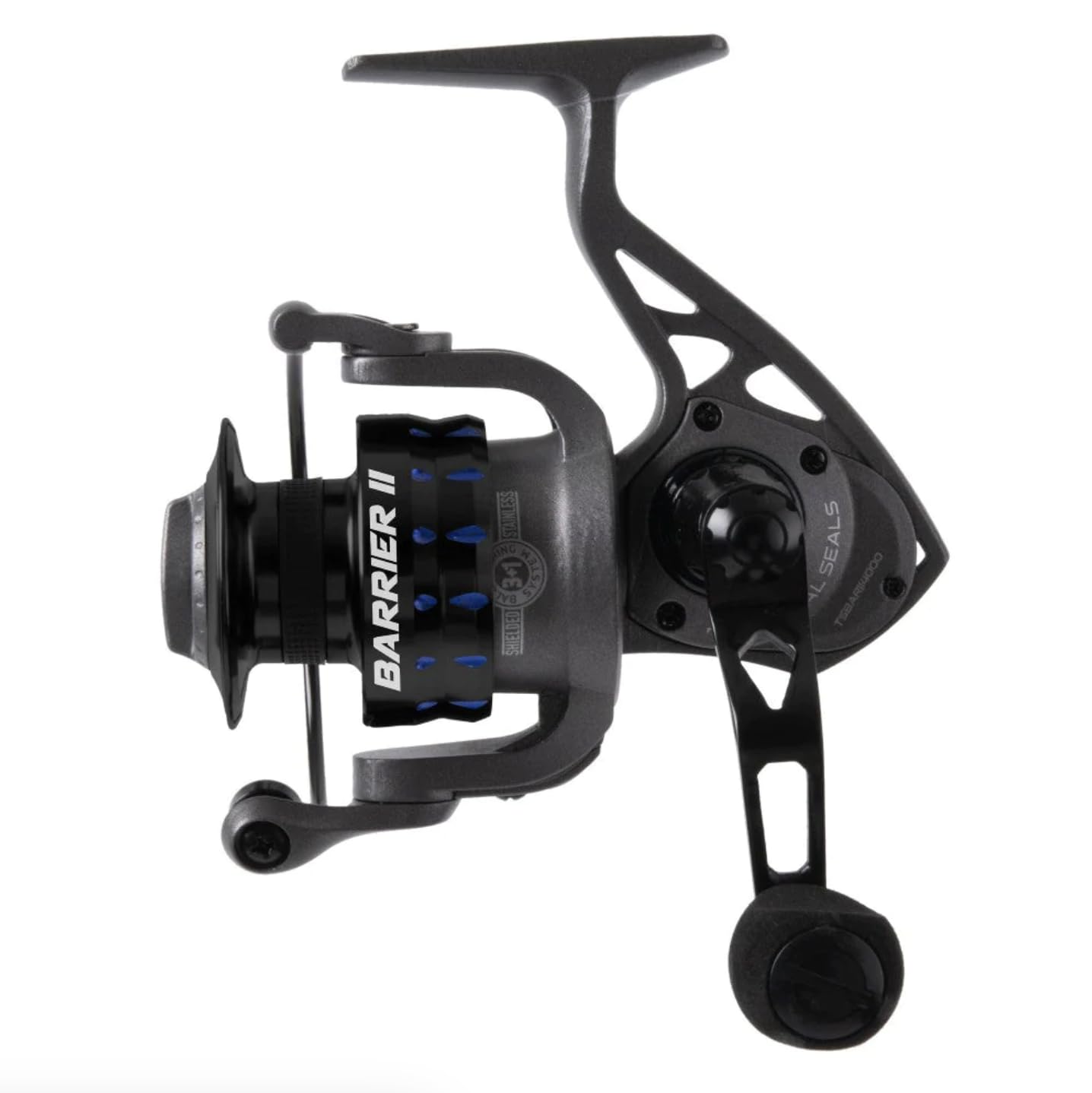 Tsunami Barrier II spinning reel exterior design shows rugged, corrosion-resistant construction.