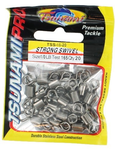Tsunami fishing swivel size 1/0 165lb in stainless steel for durable rigs
