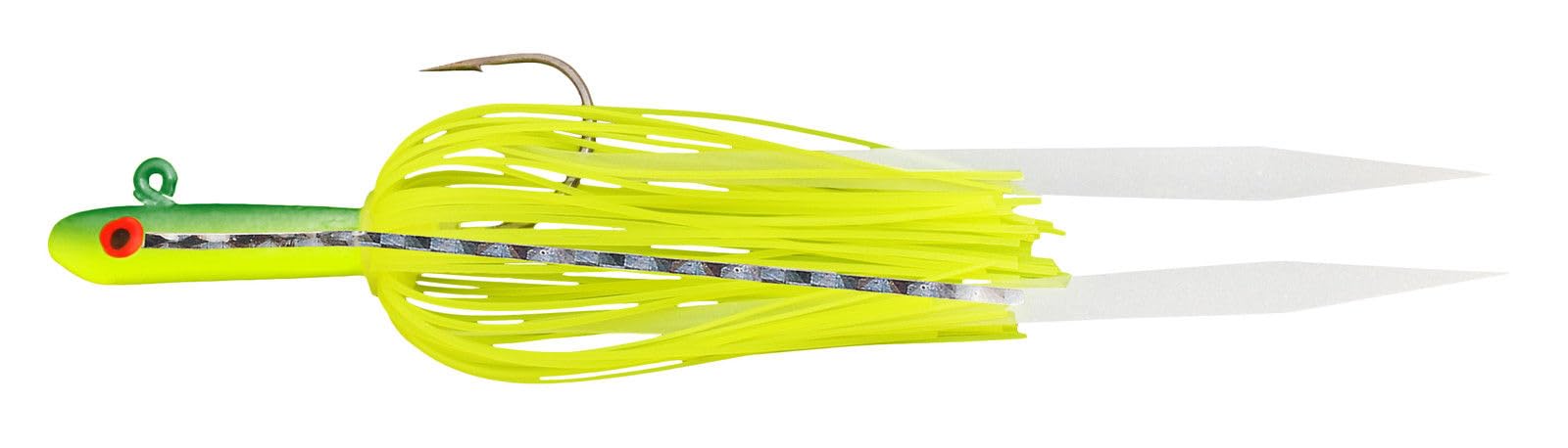 Tsunami Glass Minnow Teaser Jig with Silicone Skirt in Chartreuse for back bay fluke fishing