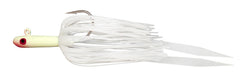 Tsunami Glass Minnow Teaser Jig with silicone skirt in Glow White for increased lure visibility and movement