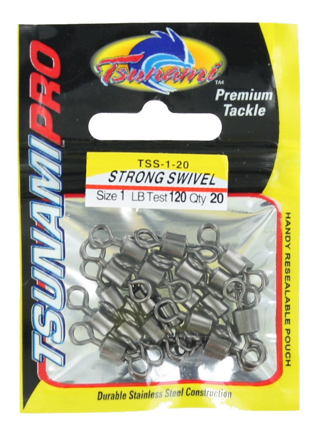 Tsunami Pro Strong Swivels TSS-1-20, detailed view, stainless steel for durable fishing tackle