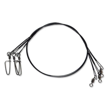 Tsunami stainless black coated steel wire leader, 24-inch, 30lb, ideal for strong lure rigs.