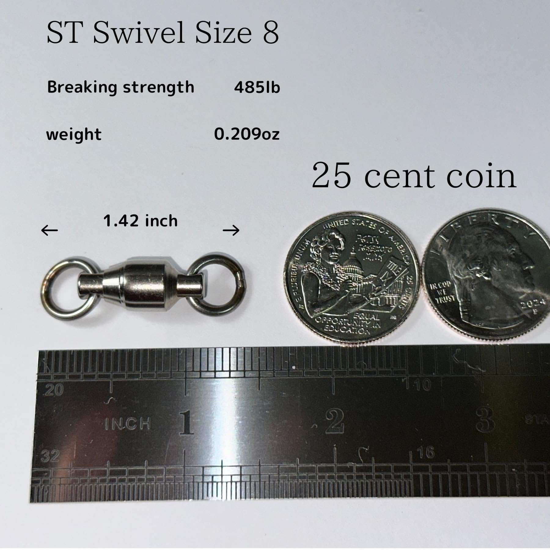 Close-up of six SUS430 stainless steel ball bearings in the swivel