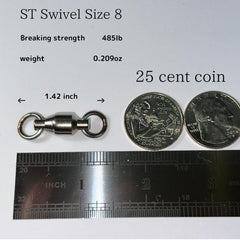 Close-up of six SUS430 stainless steel ball bearings in the swivel