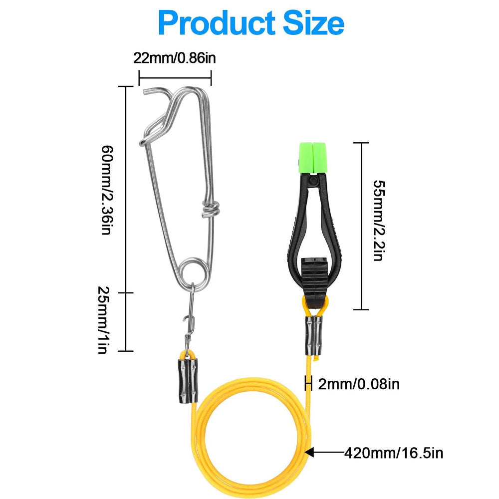 Clip attached to fishing line and 17 inch leader