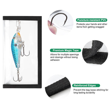 Transparent lure wraps showing lures without opening