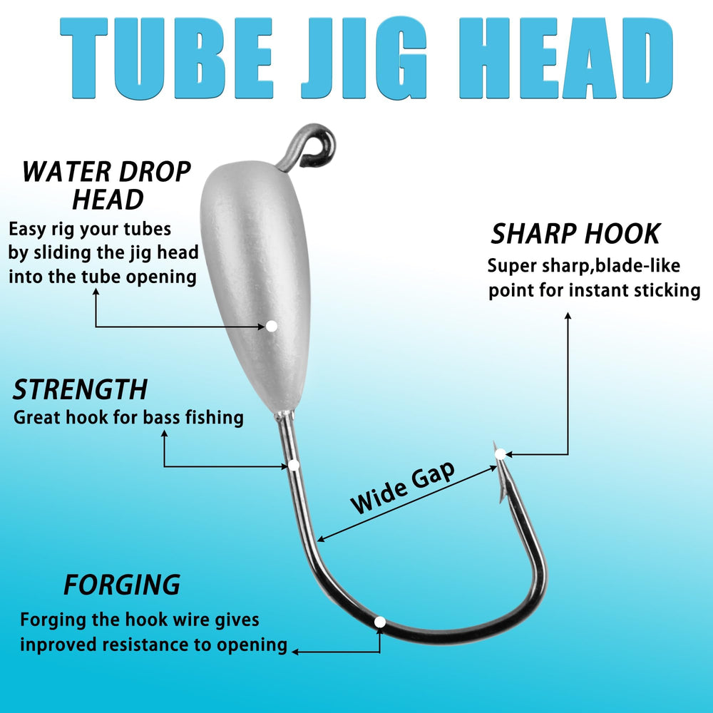 Close-up of unpainted 3/8 oz tube jig head with sharp hook