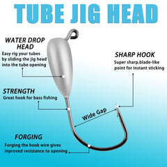 Close-up of unpainted 3/8 oz tube jig head with sharp hook