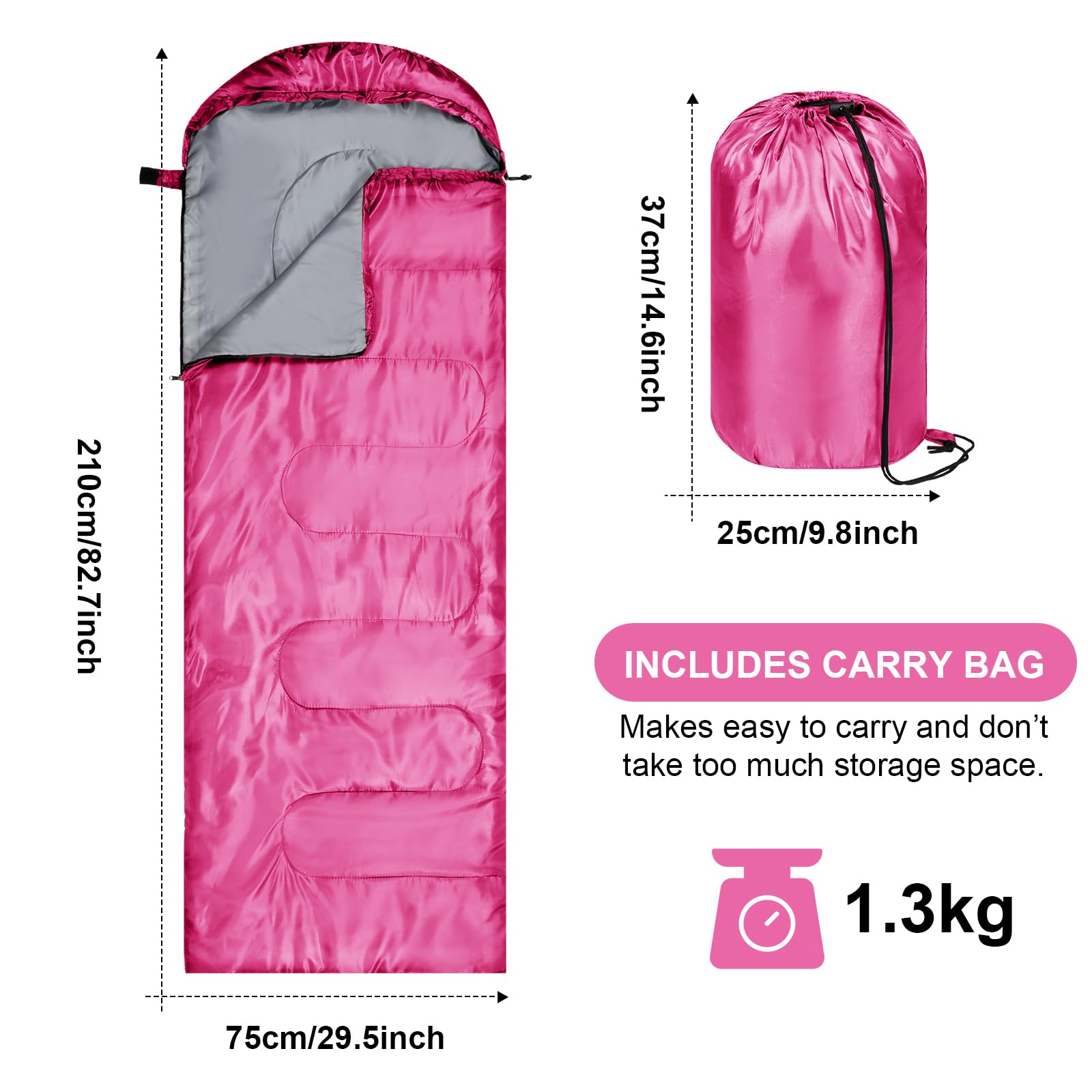 Tudomro sleeping bag grey closed shows compact storage