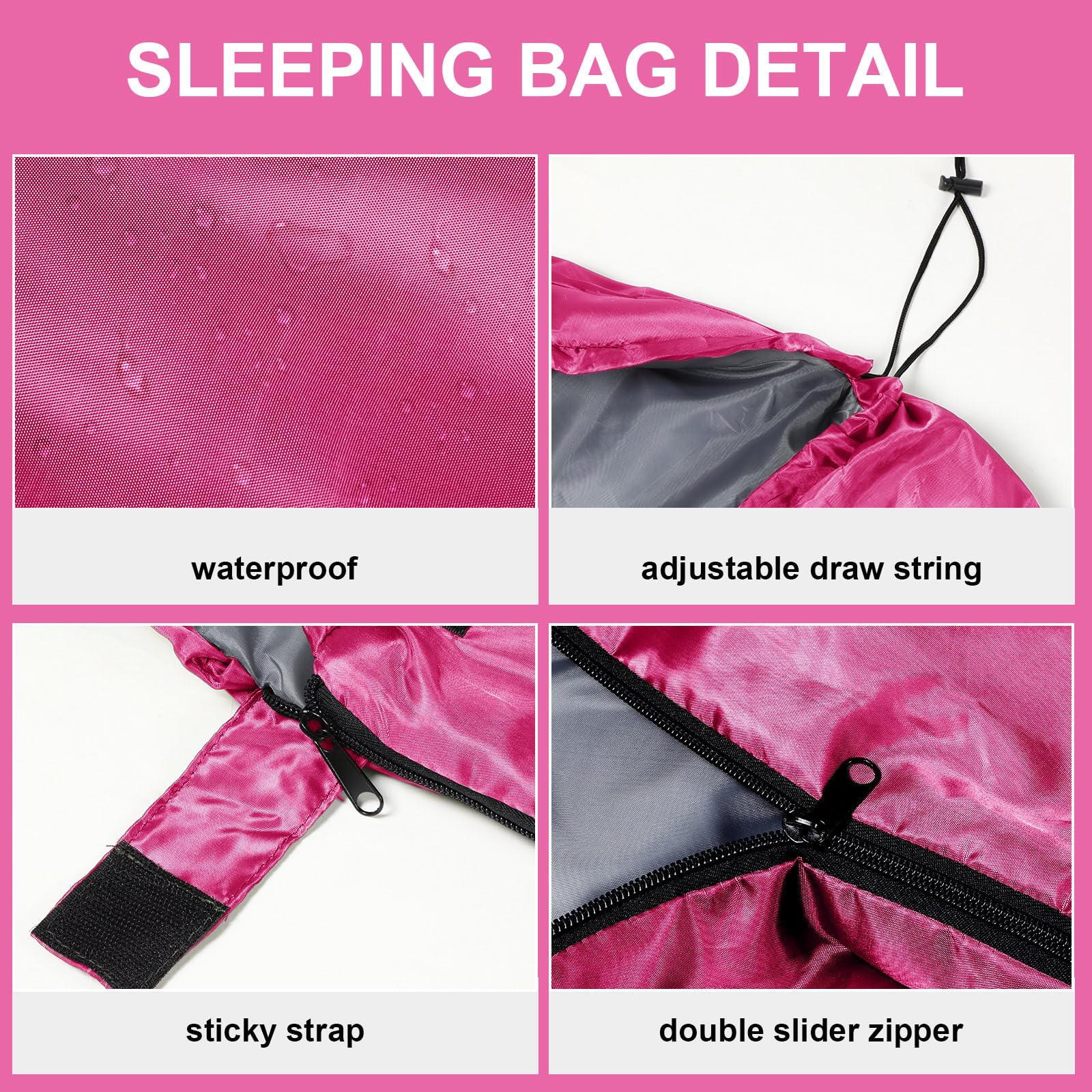 Tudomro sleeping bag pink open reveals roomy interior