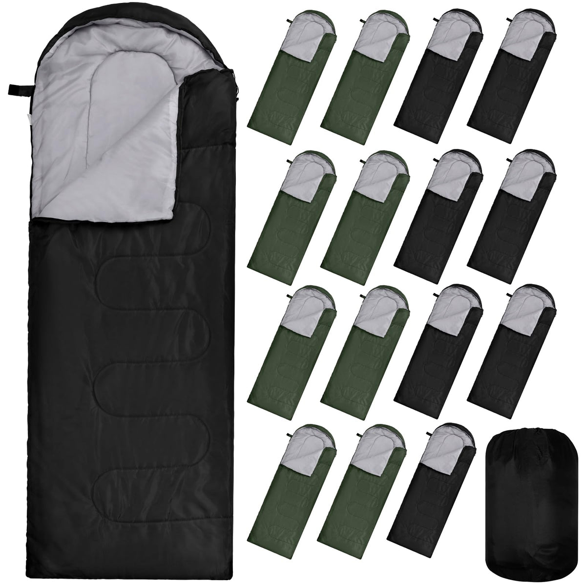 Tudomro sleeping bag envelope-design showcases adjustable neck tie for warmth control.